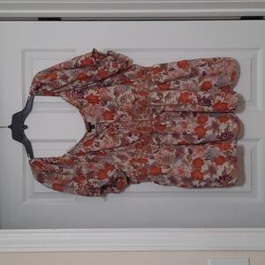 Torrid 3X Paisley Print Cinch Waist Puff Sleeves Country Blouse